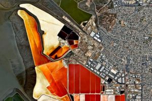 Salt evaporation ponds in San Francisco Bay, California, USA.