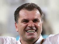 Pictured is Socceroos coach Ange Postecoglou celeb