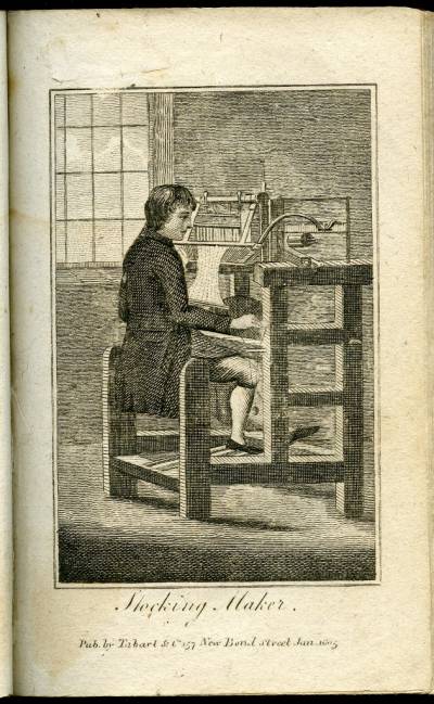 Engraving of a Stocking Weaver from the Book of Trades