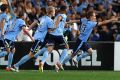 Stunner: Brandon O'Neill celebrates his perfectly taken free kick on the edge of the box.