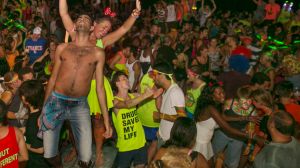 Tourists at the Full Moon Partyh on Koh Phangan, Thailand. Thousands of people from around the world pack the Haad Rin ...