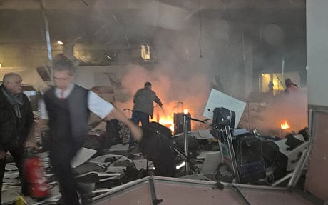 The scene at Brussels airport immediately after the explosion