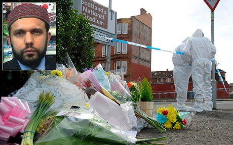 Asad Shah (inset) was stabbed to death in Glasgow