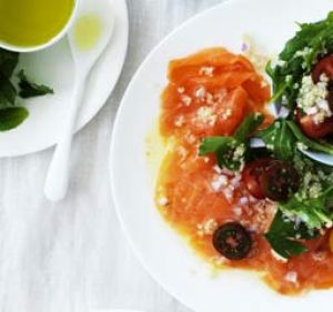 Smoked ocean trout with tomato salad