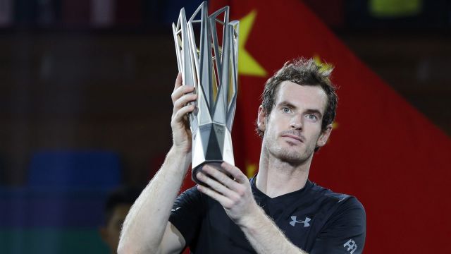 Full swing: Andy Murray wins his sixth title of the year with victory at the Shanghai Masters.