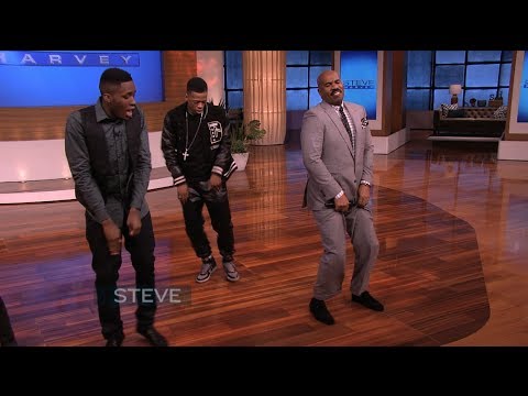 Steve Harvey tries the Dlow Shuffle