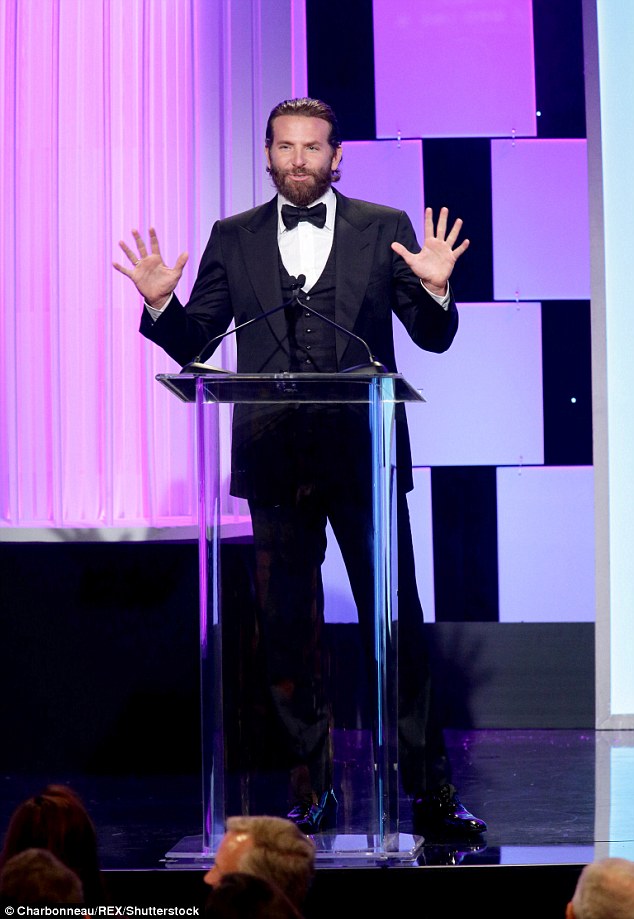 Looking suave: Bradley looked suave in his three-piece tuxedo at the cinematic event