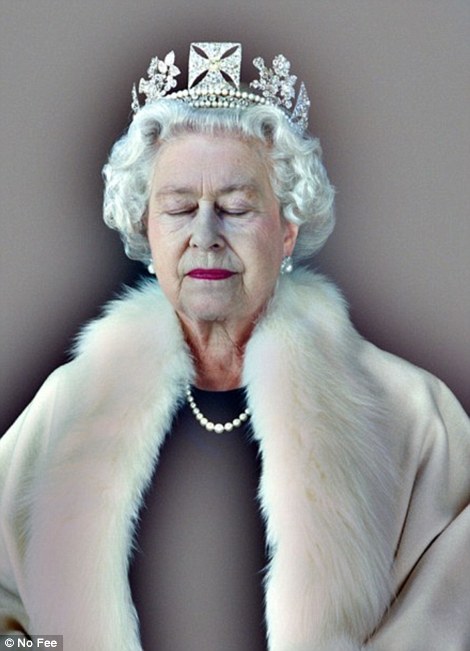 Chris Levine took many portraits of the Queen as a study for his finished holographic work, some of which, including this eyes-closed picture, have won him much admiration