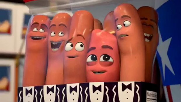 Package deal: The cast of Sausage Party soon discover that life's a party, then you fry.