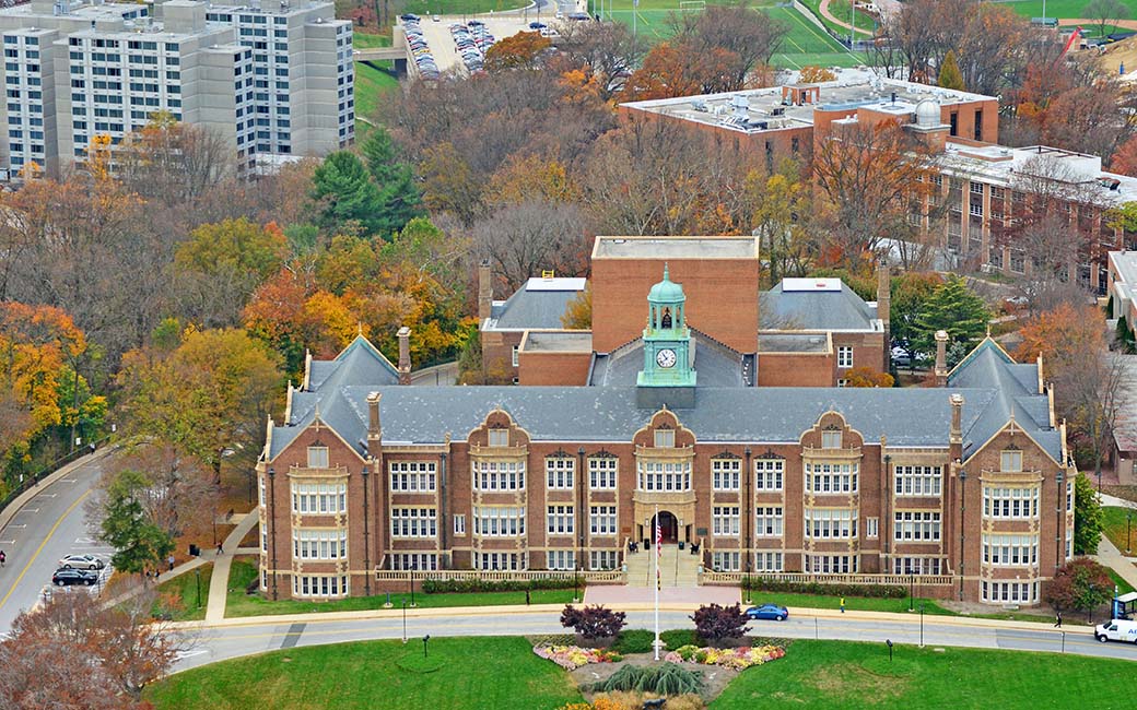 arial view of campus