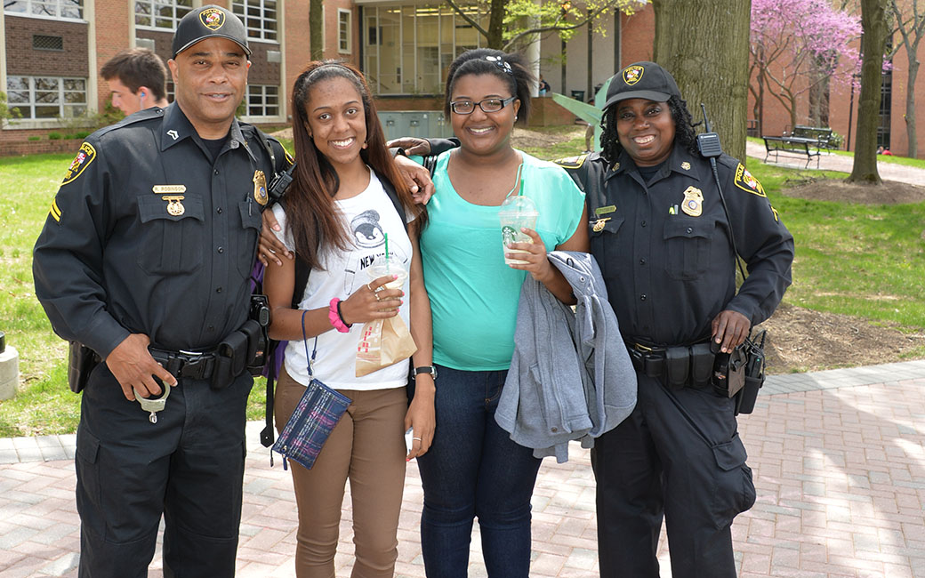 police officers with students