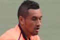 Nick Kyrgios competes against Ryan Harrison of the USA during the men's singles match on day two of the Japan Open.