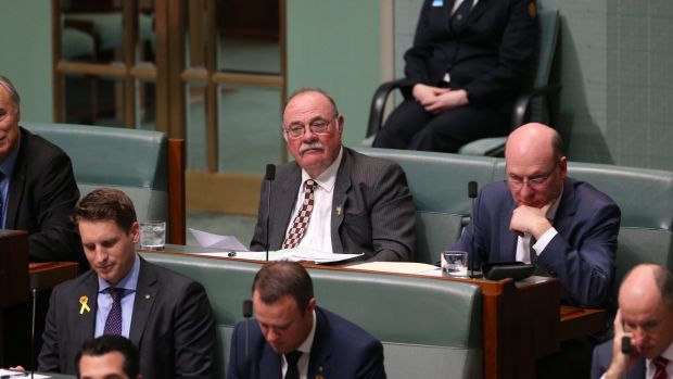 Liberal MPs Warren Entsch and Trent Zimmerman during question time on Tuesday.
