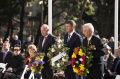 Opposition Leader, John Roberston (L), NSW Premier, Mike Baird (Centre), and state vice president of the Returned and ...