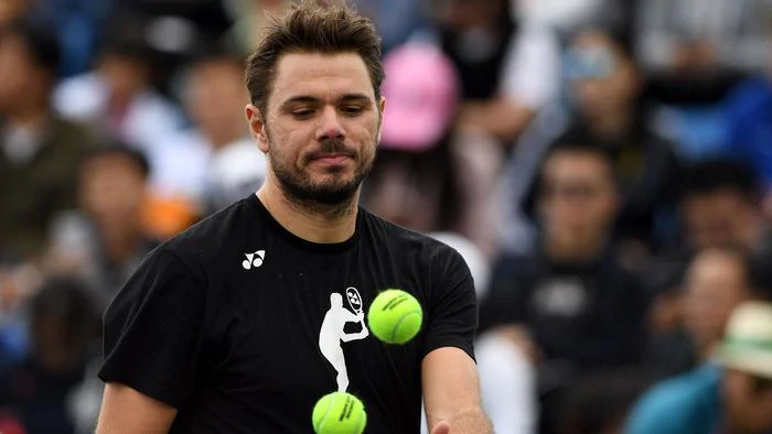Stan Wawrinka of Switzerland attends a training session at the Shanghai Masters tennis tournament in Shanghai on October 9, 2016. / AFP PHOTO / JOHANNES EISELE