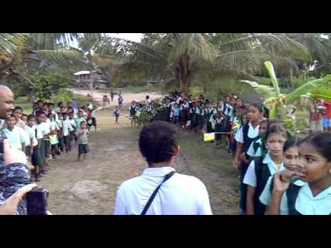 Our welcome into an Amerindian village in Guyana