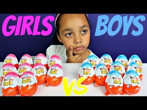 20 Kinder Joy Girls vs Boys - Kinder Surprise Chocolate Eggs Opening