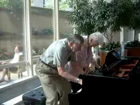 Mayo Clinic atrium piano, charming older couple...