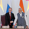 PM Modi and the President of Vladimir Putin witnessing laying of Foundation Concrete