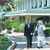 PM Modi and the President of Vladimir Putin moving for media statement