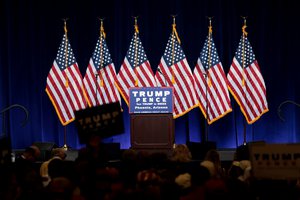 Stage at an immigration policy speech hosted by Donald Trump at the Phoenix Convention Center in Phoenix, Arizona, 31 August 2016