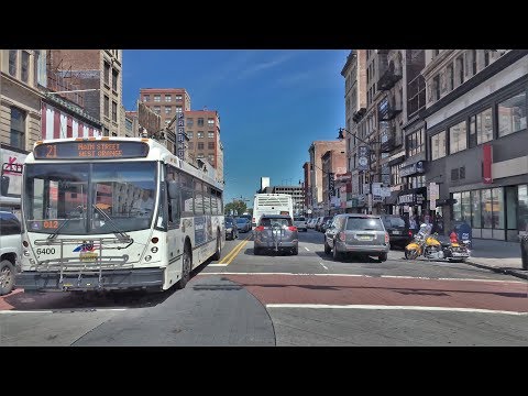 Driving Downtown - Market Street - Newark New Jersey USA