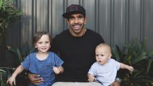 Eddie Betts with sons Lewis and Billy.