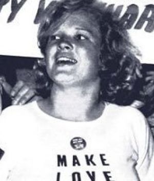 ANU student Megan Stoyles on October 20, 1966, wearing that t-shirt at an anti-Vietnam War protest in Canberra as US ...