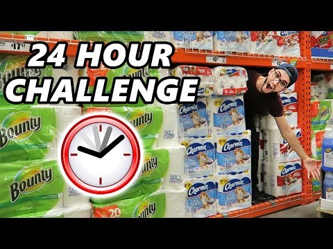 INSANE 24 HOUR WALMART TOILET PAPER FORT CHALLENGE!!!