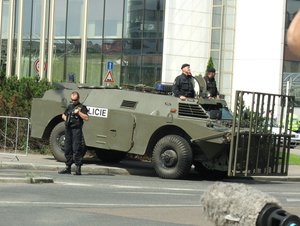 Czech OKV-P police armoured car in Prague during the visit of US president George W. Bush, June 2007.