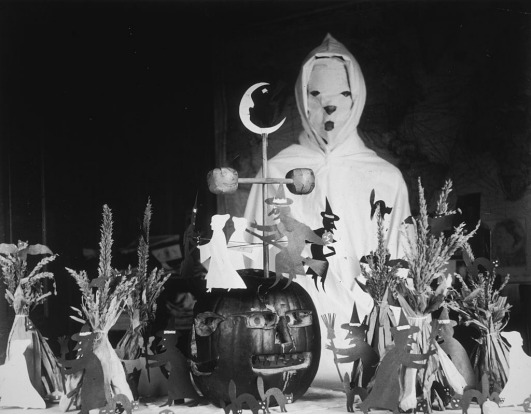 We love the elaborate Halloween decorations in this shot from around 1905.