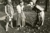 Three girls in Ohio, ready for Halloween Festivities in 1929