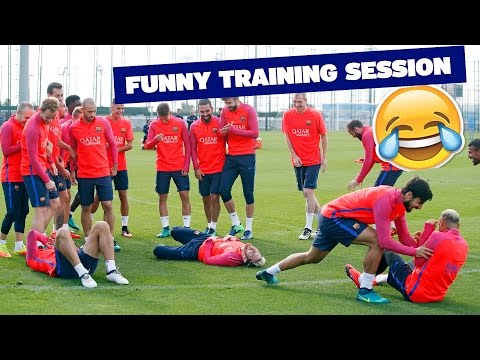 Messi - Neymar - Suárez bamboozled by teammates in training drill