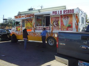 Tacos el Coyote, a taco truck. Oriana Garcia, a Gulfton-area community developer of Neighborhood Centers Inc., described Gulfton as, "sort of like the Ellis Island of the current time."