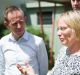 The Greens' Caroline Le Couteur, likely to be elected, with Shane Rattenbury at a Greens celebration in Reid on Sunday.