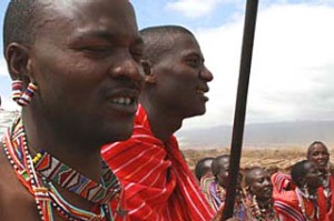 Local attractions ... a chief leads his village in welcoming guests.