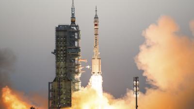 China's Shenzhou 11 spaceship onboard a Long March-2F carrier rocket takes off from the Jiuquan Satellite Launch Center in northwest China's Gansu province on Monday Oct. 17, 2016. China launched a pair of astronauts into space Monday on a mission to dock with an experimental space station and remain aboard for 30 days in preparation for the start of operations by a full-bore facility six years from now. (Photo: AP)