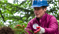 Secretary Sally Jewell working in a hardhat