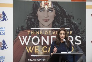 Lynda Carter, actress, who starred in the TV series Wonder Woman from 1975 to 1979, speaks at the launch of a global campaign supporting Sustainable Development Goal #5 on the occasion of Wonder Woman’s 75th Anniversary. Wonder Woman was designated as the United Nations Honorary Ambassador for the Empowerment of Women and Girls, 21 October, 2016.