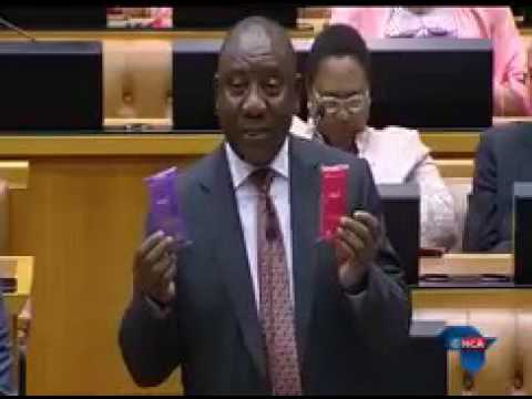 VERY FUNNY: Deputy President Cyril Ramaphosa introduces new Max condoms in Parliament