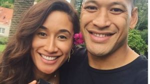 Happy couple: Israel Folau and Silver Ferns sharp shooter Maria Tutaia.