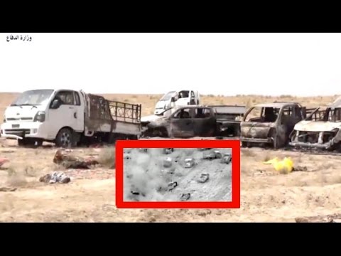 Iraq War 2016 - Extreme Large Fleeing ISIS Convoy Gets Totally Annihilated By Iraqi Mi-28 Havocs