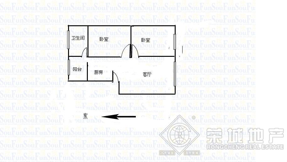 虹山塑料六厂宿舍 精装2房 46.8平仅租1650元/月