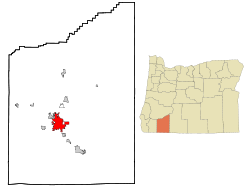 Location of Medford in Jackson County and in the state of Oregon