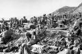 Soldiers on the beach at Anzac Cove.