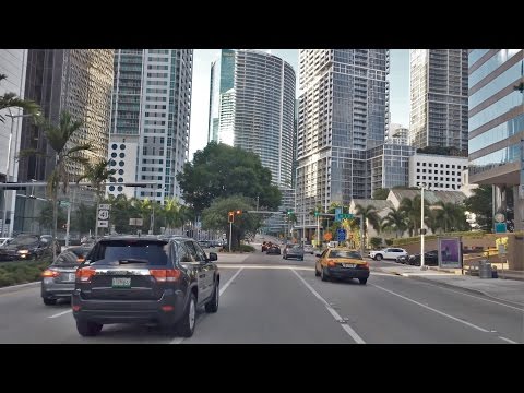 Driving Downtown - Miami's Millionaire Row - Miami Florida USA