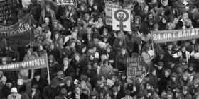 Women on strike in Reykjavik, 1975