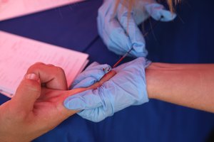 Blood sample to test his cholesterol.