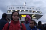 young girl infront of the ferry