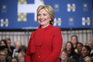 Hillary Clinton speaking at an event in Des Moines, Iowa on 24 January 2016